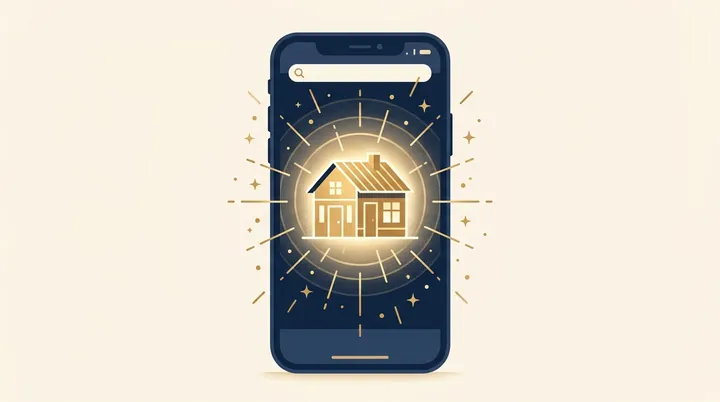 A home glowing with attention on a phone screen